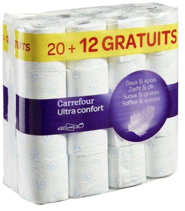 32 rouleaux de PQ à 6,10€ chez Carrefour ACTUTANA
